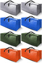 Cosy Family 8 Pack Heavy Duty Extra Large Moving Bags with Backpack Straps - Strong Handles & Zippers, Storage Totes For Space Saving, Fold Flat, Alternative to Moving Box (Set of 8, Blue)