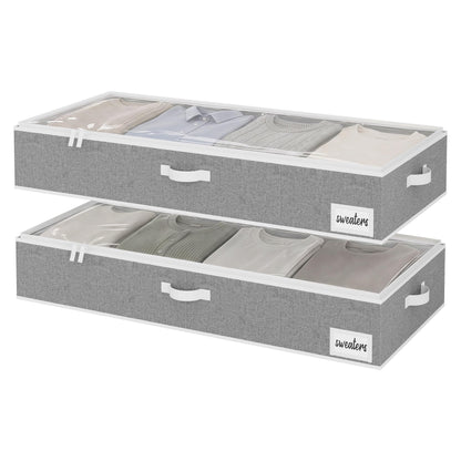 StorageWorks 6 Inch Low Profile Under Bed Storage Containers with Clear Lid