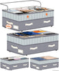 Dolicer 2 Pack Under Bed Storage with Wheels, 6in-10in Height Adjustable Underbed Storage Containers, 92L XXXL Under Bed Drawers Rolling Bin with Clear Lids for Dorm Shoes Clothes Organizers(Grey)