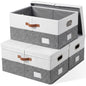 PRANDOM Large Collapsible Storage Bins with Lids [3-Pack] Linen/Cotton Blend Foldable Storage Boxes Organizer Containers Baskets Cube with Cover for Home Bedroom Closet Office Nursery(17.7x11.8x11.8)