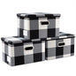 PRANDOM Large Collapsible Storage Bins with Lids [3-Pack] Linen/Cotton Blend Foldable Storage Boxes Organizer Containers Baskets Cube with Cover for Home Bedroom Closet Office Nursery(17.7x11.8x11.8)