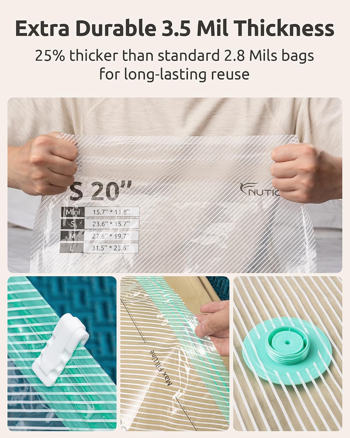 Vacuum Seal Storage Bags for Clothing Travel with Electric Pump, 12 Pack