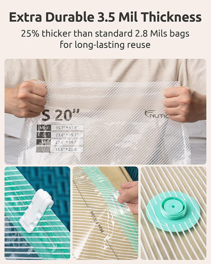 Vacuum Seal Storage Bags for Clothing Travel with Electric Pump, 12 Pack
