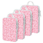 4 Set Compression Packing Cubes For Travel Bags Organizer For Luggage Suitcase Organizer, Compression Bags For Travel Accessories Luggage Storage Set (4 Pcs, Pink Leoparda)