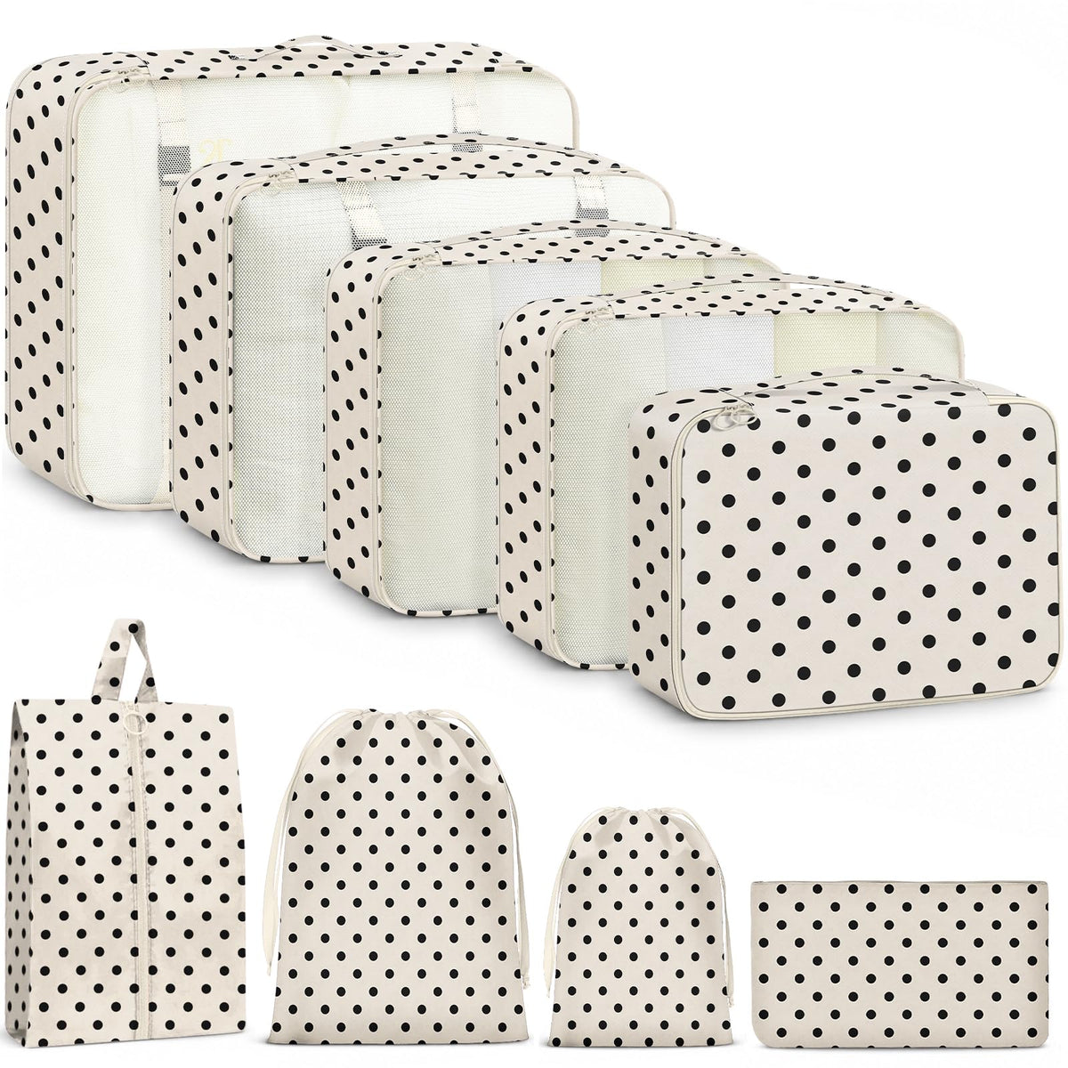 9 Set Packing Cubes for Travel Essentials - Lightweight Carry-On Luggage Organizer Bags with Shoe, Clothes & Laundry Bags for Airplane, Family & Business Travel, Leopard print