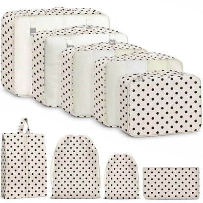 9 Set Packing Cubes for Travel Essentials - Lightweight Carry-On Luggage Organizer Bags with Shoe, Clothes & Laundry Bags for Airplane, Family & Business Travel, Leopard print