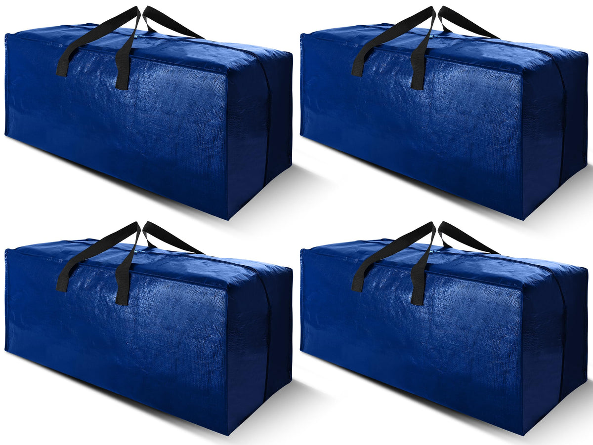 Cosy Family 8 Pack Heavy Duty Extra Large Moving Bags with Backpack Straps - Strong Handles & Zippers, Storage Totes For Space Saving, Fold Flat, Alternative to Moving Box (Set of 8, Blue)