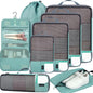 BAGAIL 4 Set/6 Set/8 Set Compression Packing Cubes Travel Accessories Expandable Packing Organizers (Half Mesh, 6-Black)