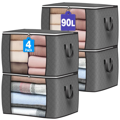90L Large Storage Bags, 6 Pack Clothes Storage Bins Closet Organizers