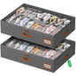 homyfort Under Bed Shoe Storage Organizer for Closet Fits 24 Pairs-Sturdy Underbed Shoe Storage Box Bins,Set of 2 (Linen-like Black)