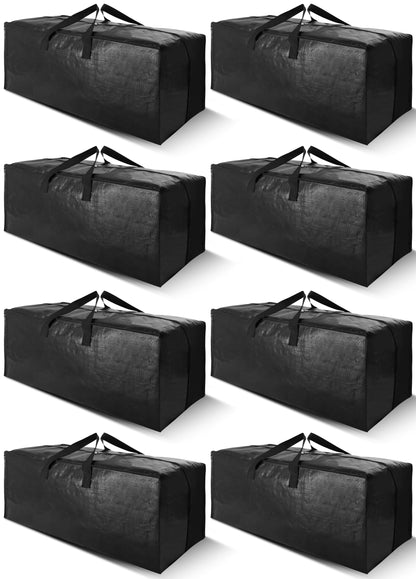 Cosy Family 8 Pack Heavy Duty Extra Large Moving Bags with Backpack Straps - Strong Handles & Zippers, Storage Totes For Space Saving, Fold Flat, Alternative to Moving Box (Set of 8, Blue)