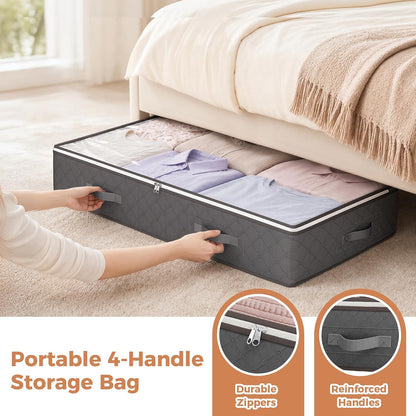 Budding Joy 95L Under Bed Storage Containers, 6 Pack Storage Bins, Grey