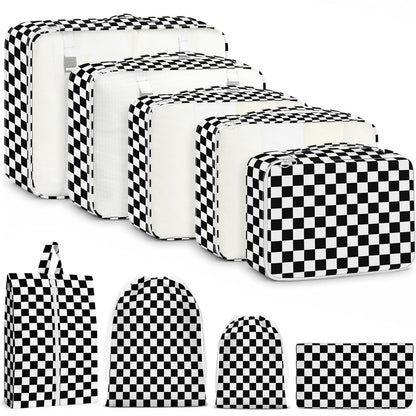 9 Set Packing Cubes for Travel Essentials - Lightweight Carry-On Luggage Organizer Bags with Shoe, Clothes & Laundry Bags for Airplane, Family & Business Travel, Leopard print