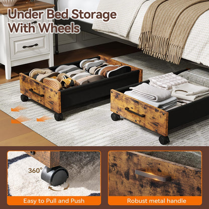 Wooden Under Bed Storage Drawer with Wheels for Space-Saving Storage