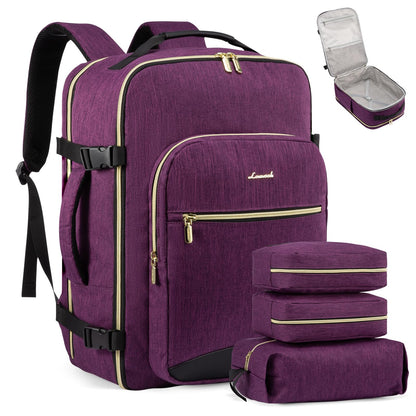 LOVEVOOK 40L Travel Backpack Flight Approved Carry on Backpack,3 Packing Cubes,Waterproof Personal Item Travel Bag,TSA Carry on Luggage Suitcase Travel Essentials,Gifts for Women & Men,fits 17" Laptop