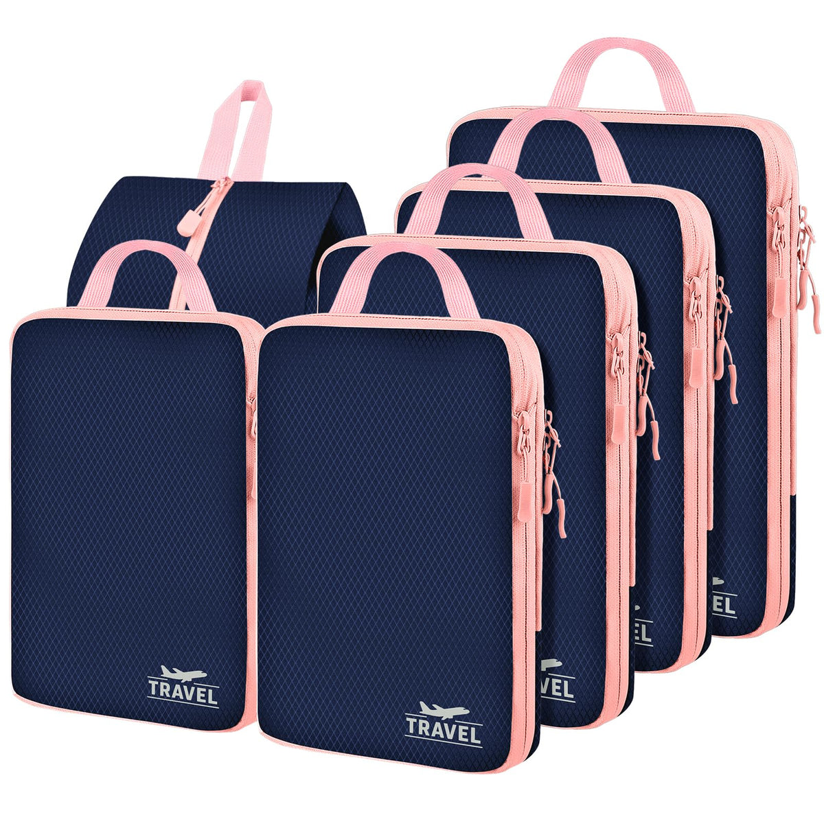 4 Set Compression Packing Cubes For Travel Bags Organizer For Luggage Suitcase Organizer, Compression Bags For Travel Accessories Luggage Storage Set (4 Pcs, Pink Leoparda)