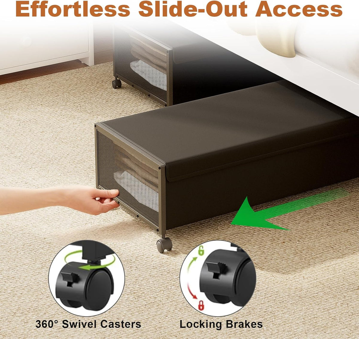 Fokyfok 2Pack Under Bed Storage Containers, 10 inch Height,31 inch Long