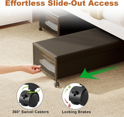 Fokyfok 2Pack Under Bed Storage Containers, 10 inch Height,31 inch Long