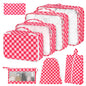 8 Set Packing Cubes for Suitcases,Suitcase Organizer with Shoe,Cosmetics,Clothing, and Accessories Bags for Travel Luggage Organizer Women Men(Pink Bows)