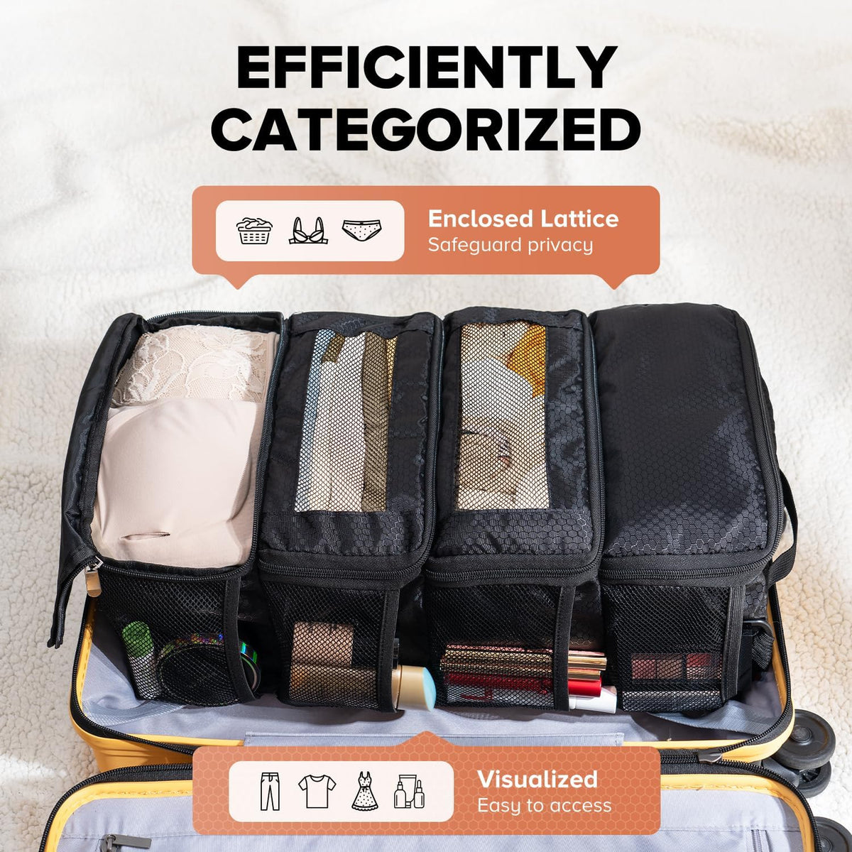 Suitcase Organizer, Hanging Travel Luggage Organizer Shelves Carry On Bag