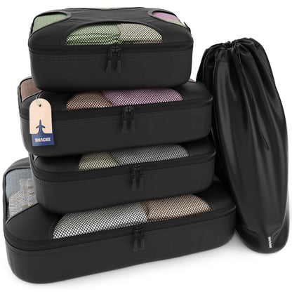 Shacke 5 Set Packing Cubes for Travel with Laundry Bag (Green Grass)