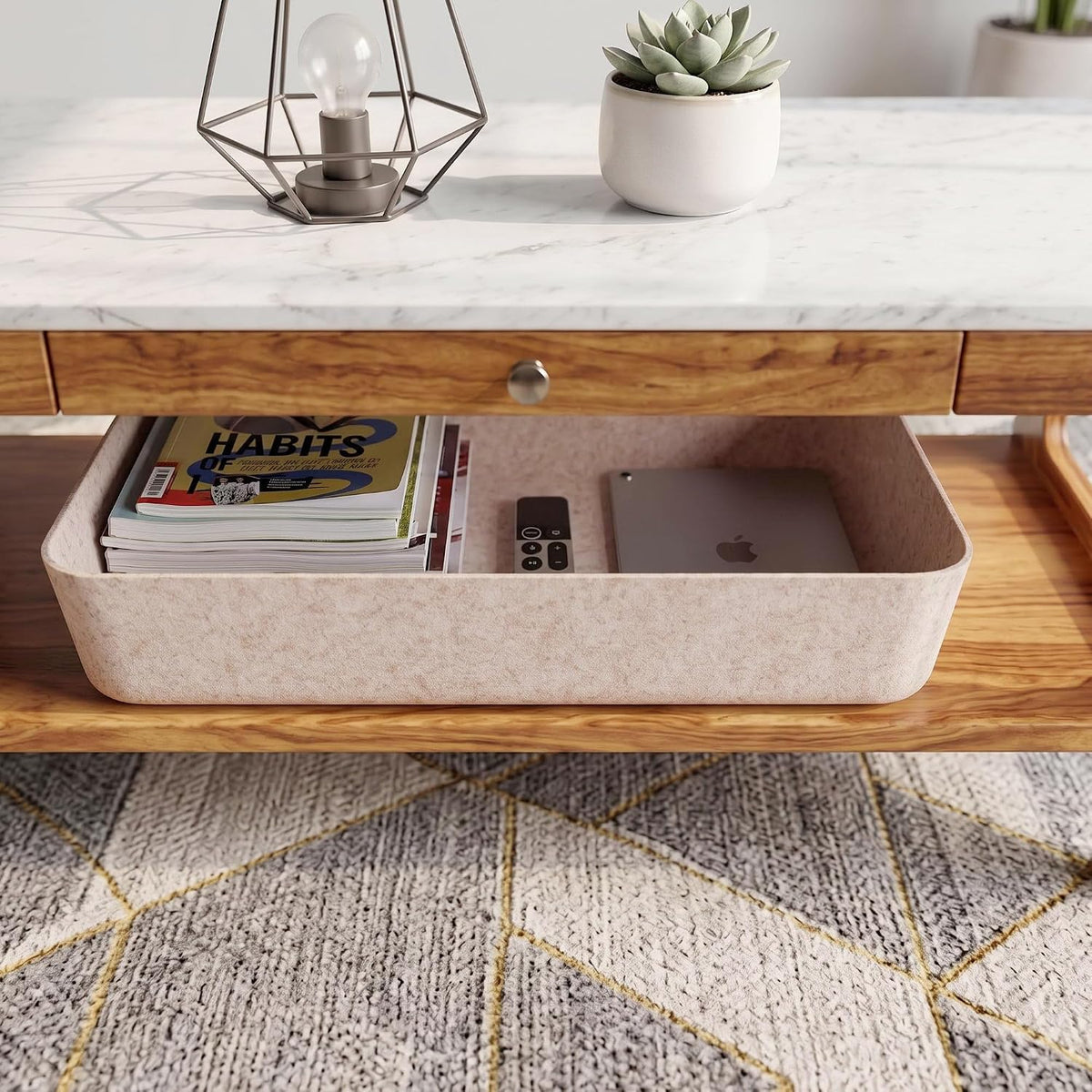 Welaxy Felt Underbed Storage Basket Oatmeal Natural Nordic shelf bin long