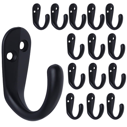 IBosins 50PCS Coat Hooks Wall Mounted Black Single Prong Robe Hook
