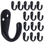 IBosins 50PCS Coat Hooks Wall Mounted Black Single Prong Robe Hook