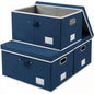 PRANDOM Large Collapsible Storage Bins with Lids [3-Pack] Linen/Cotton Blend Foldable Storage Boxes Organizer Containers Baskets Cube with Cover for Home Bedroom Closet Office Nursery(17.7x11.8x11.8)