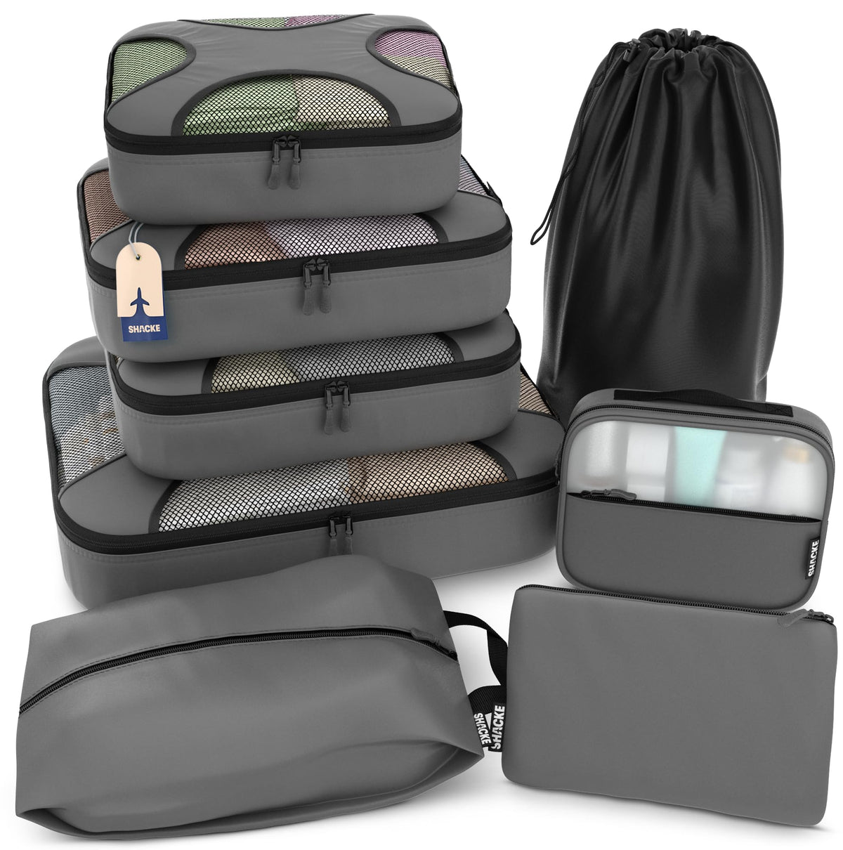 Shacke 5 Set Packing Cubes for Travel with Laundry Bag (Green Grass)