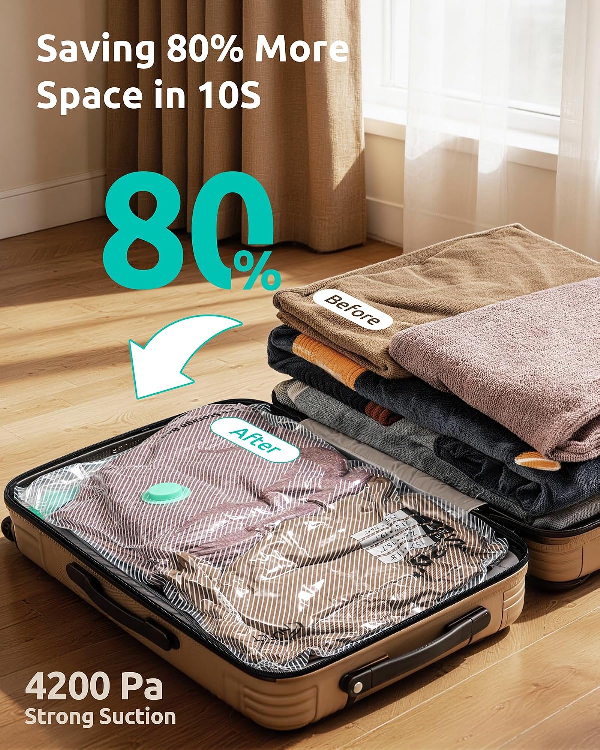 Vacuum Seal Storage Bags for Clothing Travel with Electric Pump, 12 Pack