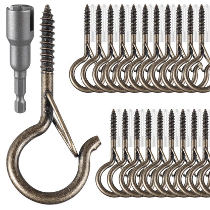FSAH 36 PCS Q-Hanger Hooks with Safety Buckle, Windproof Screw Hooks