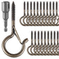 FSAH 36 PCS Q-Hanger Hooks with Safety Buckle, Windproof Screw Hooks