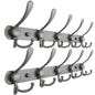 Dseap Coat Rack Wall Mounted - 5 Tri Hooks, Heavy Duty, Stainless Steel, Metal Coat Hook Rail for Coat Hat Towel Purse Robes Mudroom Bathroom Entryway (Black, 2 Packs)