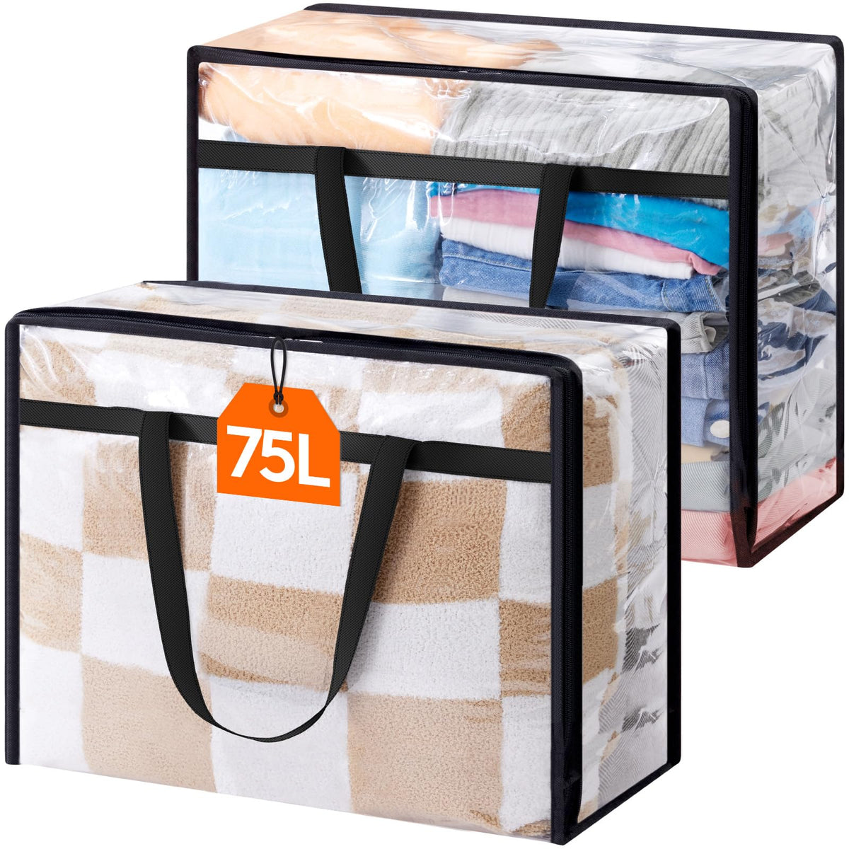 Lifewit 45L Clear Clothes Storage Bags,Plastic Foldable Blanket Storage Bag