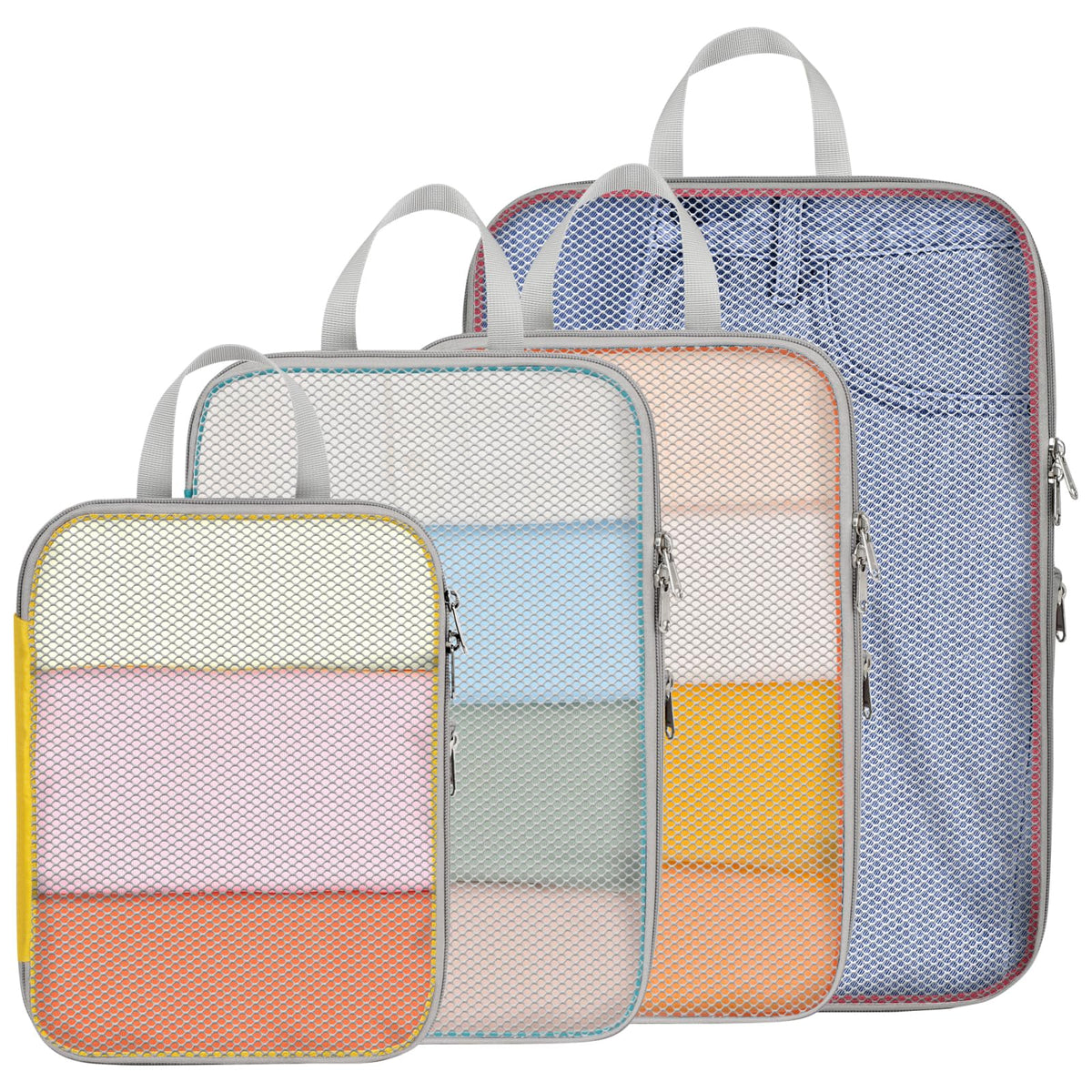 Cambond Mesh Compression Packing Cubes for Travel - 4 Set Organizer, Purple