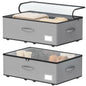 EE-RoomWorld Under Bed Storage with Wheels, No Assemble Required 5.5 inches height beige under bed storage bins,Low Profile Rolling Underbed Shoe Storage containers，dorm underbed storage drawers