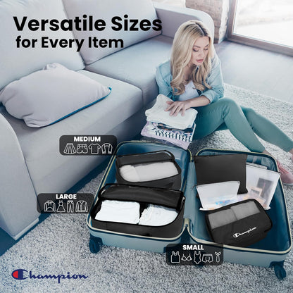 Champion Packing Cubes for Travel - 6 Piece Organizer Set, Carry-On Ready