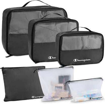 Champion Packing Cubes for Travel - 6 Piece Organizer Set, Carry-On Ready