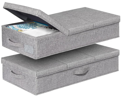 punemi 3 inch High Soft Low Profile Under Bed Storage Bins, 2 Pack, Grey