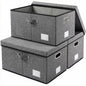 PRANDOM Large Collapsible Storage Bins with Lids [3-Pack] Linen/Cotton Blend Foldable Storage Boxes Organizer Containers Baskets Cube with Cover for Home Bedroom Closet Office Nursery(17.7x11.8x11.8)