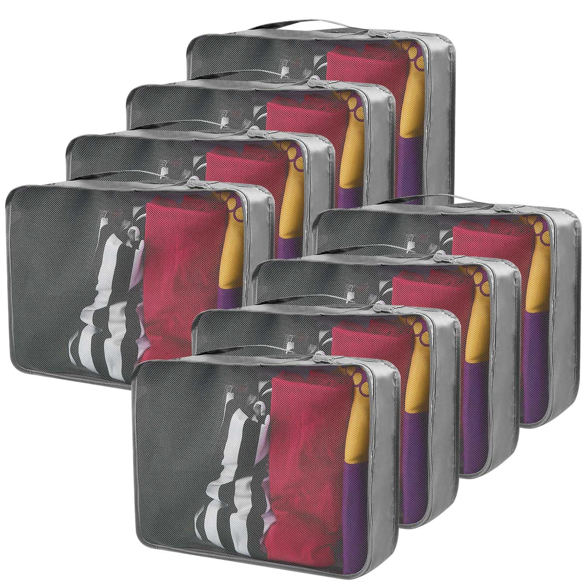 Silkfly 4 Pcs XL Packing Cube for Travel Luggage,Simple,Gray