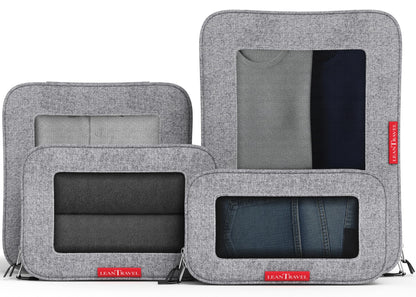 LeanTravel Premium Compression Packing Cubes for Travel - Suitcase Organizer Bags with Double Zipper & Breathable Mesh Panel - Space Saving Carry On Luggage Essentials (6-Pack, Grey)