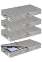 Under Bed Storage Container Bins 2 Pack, 4.5 Inch Slim Low Profile Underbed Clothes Storage Organizer for Dorm & Home, Use for Blanket and Toy Storage Box W/ Sturdy Bottom/Sides, Foldable Thick Fabric