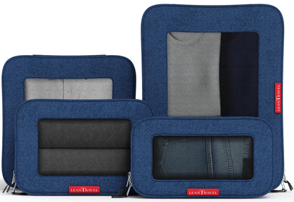 LeanTravel Premium Compression Packing Cubes for Travel - Suitcase Organizer Bags with Double Zipper & Breathable Mesh Panel - Space Saving Carry On Luggage Essentials (6-Pack, Grey)