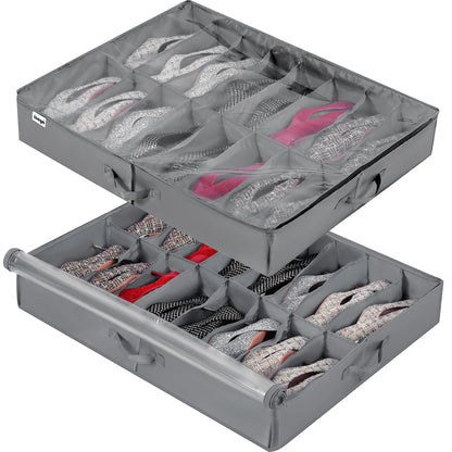 INAYA Under Bed Shoe Storage Organizer Set of 2, Fits up to 32 Pairs