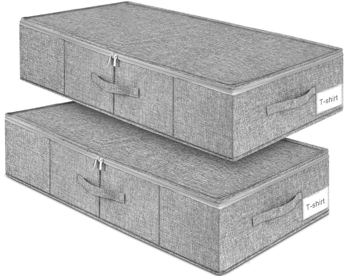 punemi 6 in Tall Under Bed Storage Containers with Lids, 2 Pack, Grey