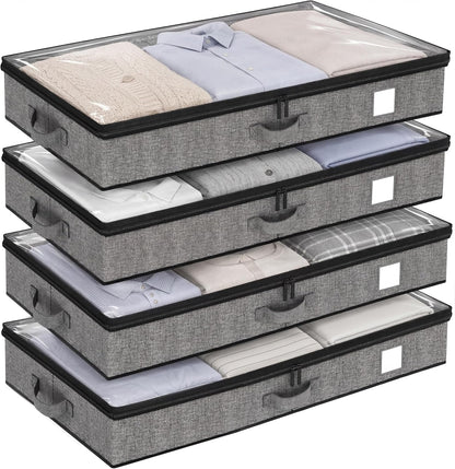 Under Bed Storage Containers 4 Pack Reinforced Underbed Organizer Box