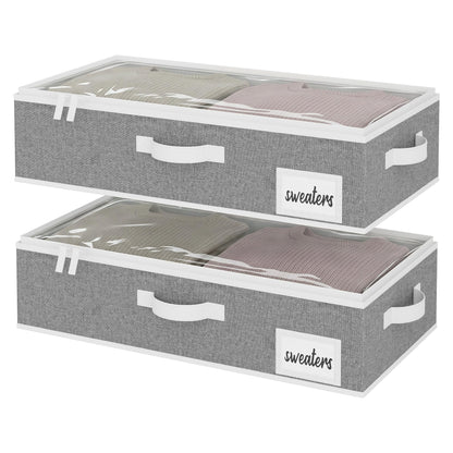 StorageWorks 6 Inch Low Profile Under Bed Storage Containers with Clear Lid