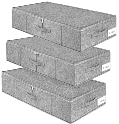 punemi 6.7 in Tall Sturdy Under Bed Storage Containers with Lid, 2Pack,Gray